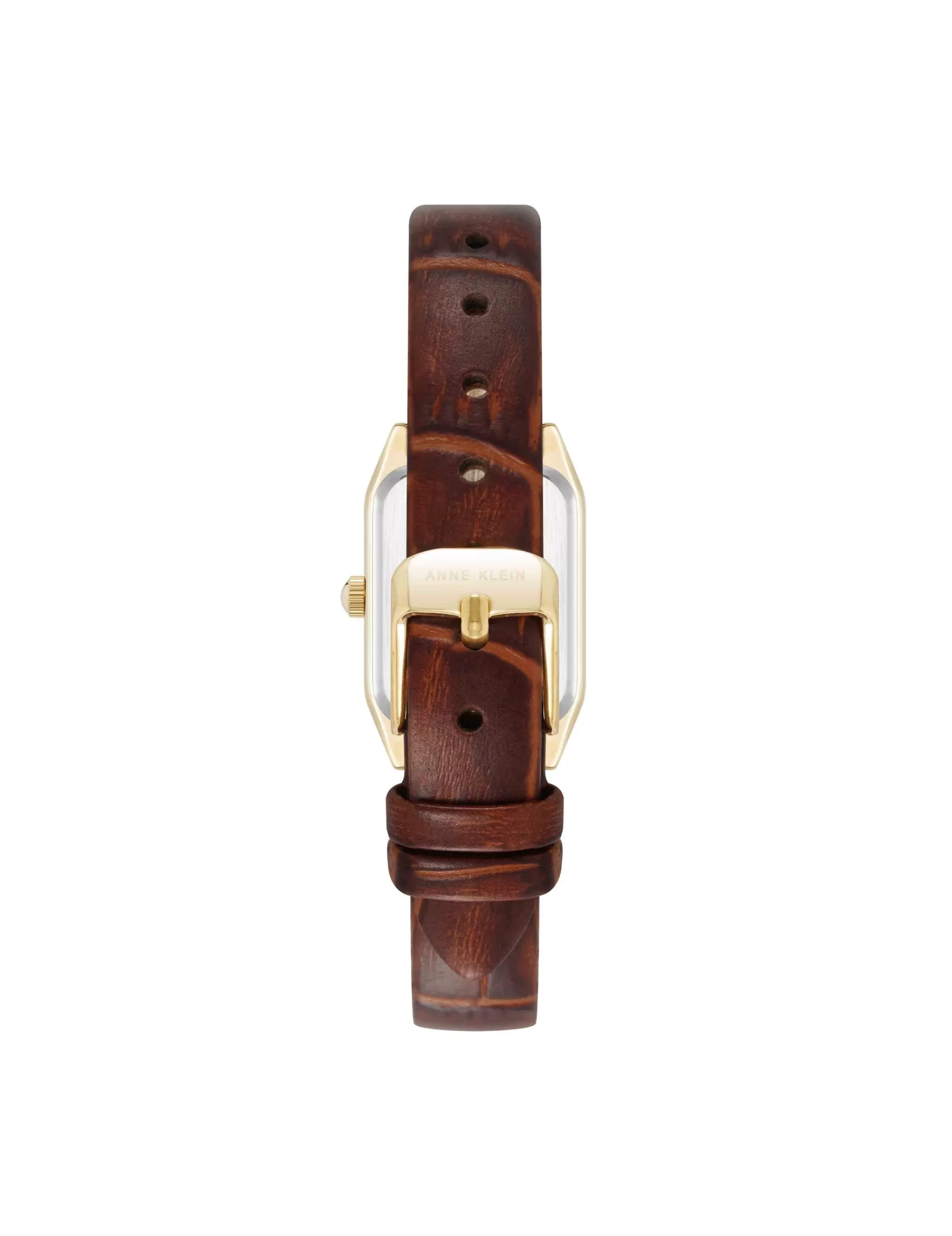 Fashion Anne Klein Consider It Octagonal Leather Band Watch