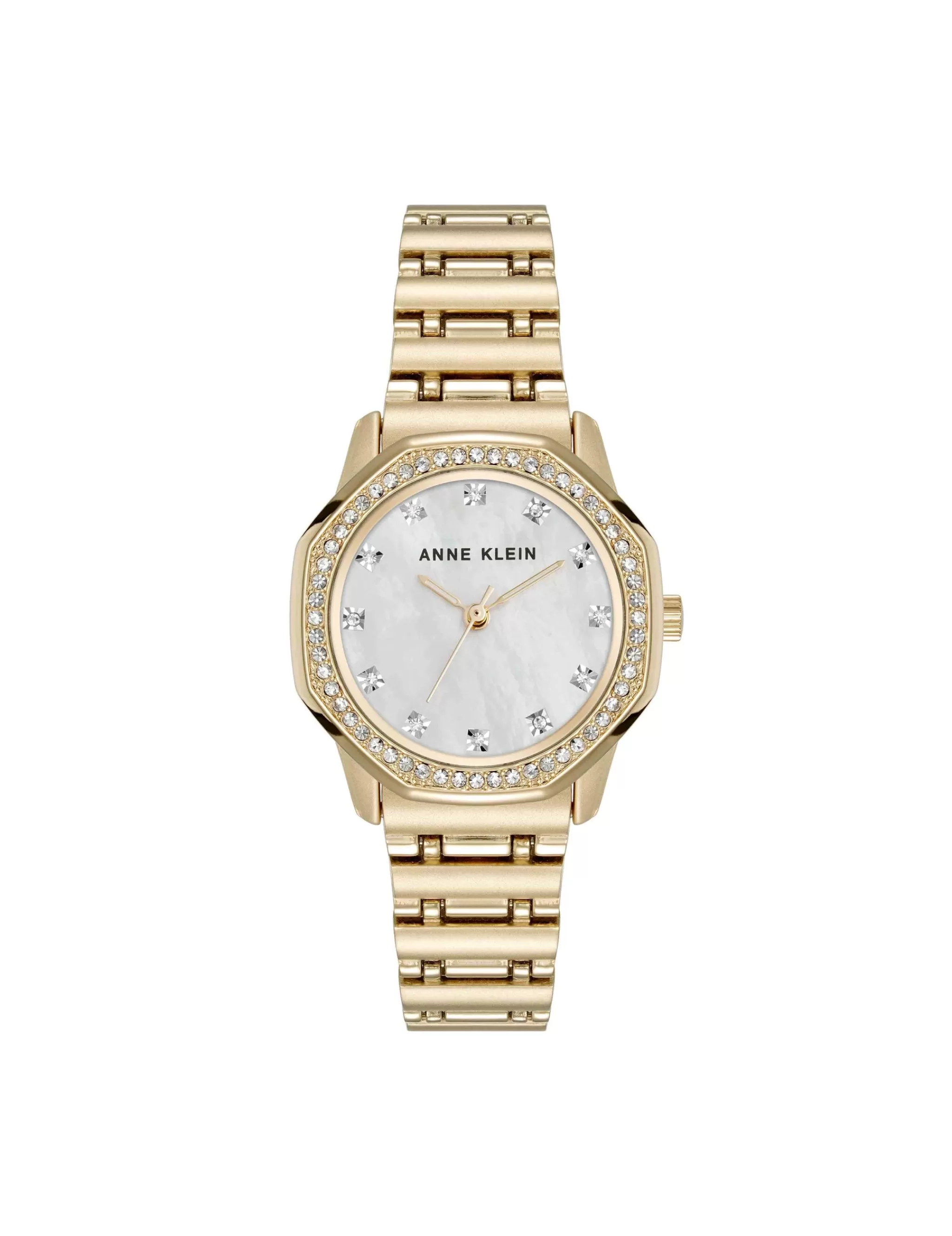 Fashion Anne Klein Crystal Accented Octagonal Case Watch