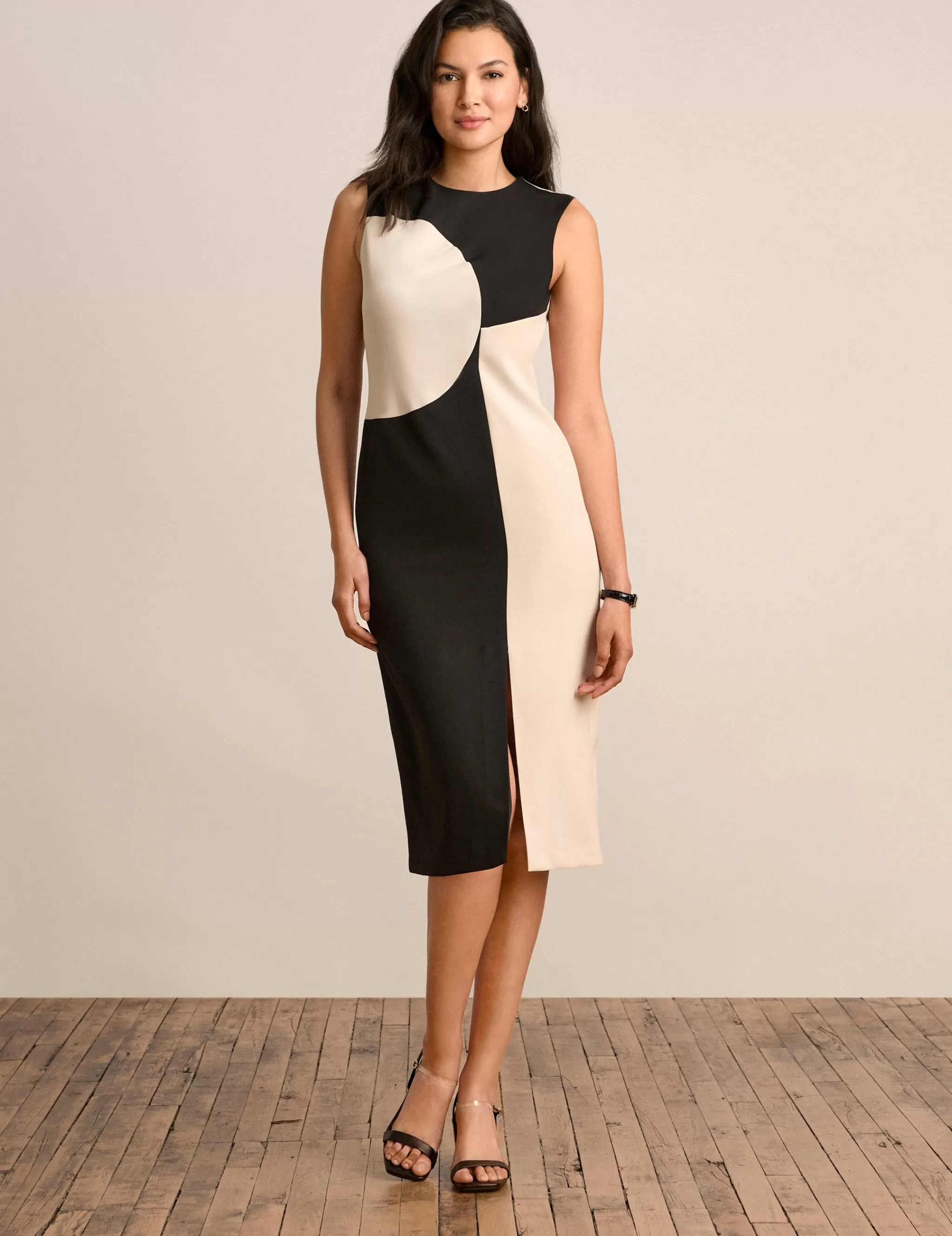 Cheap Anne Klein High Neck Color Block Dress Anne Black/Pink Tint