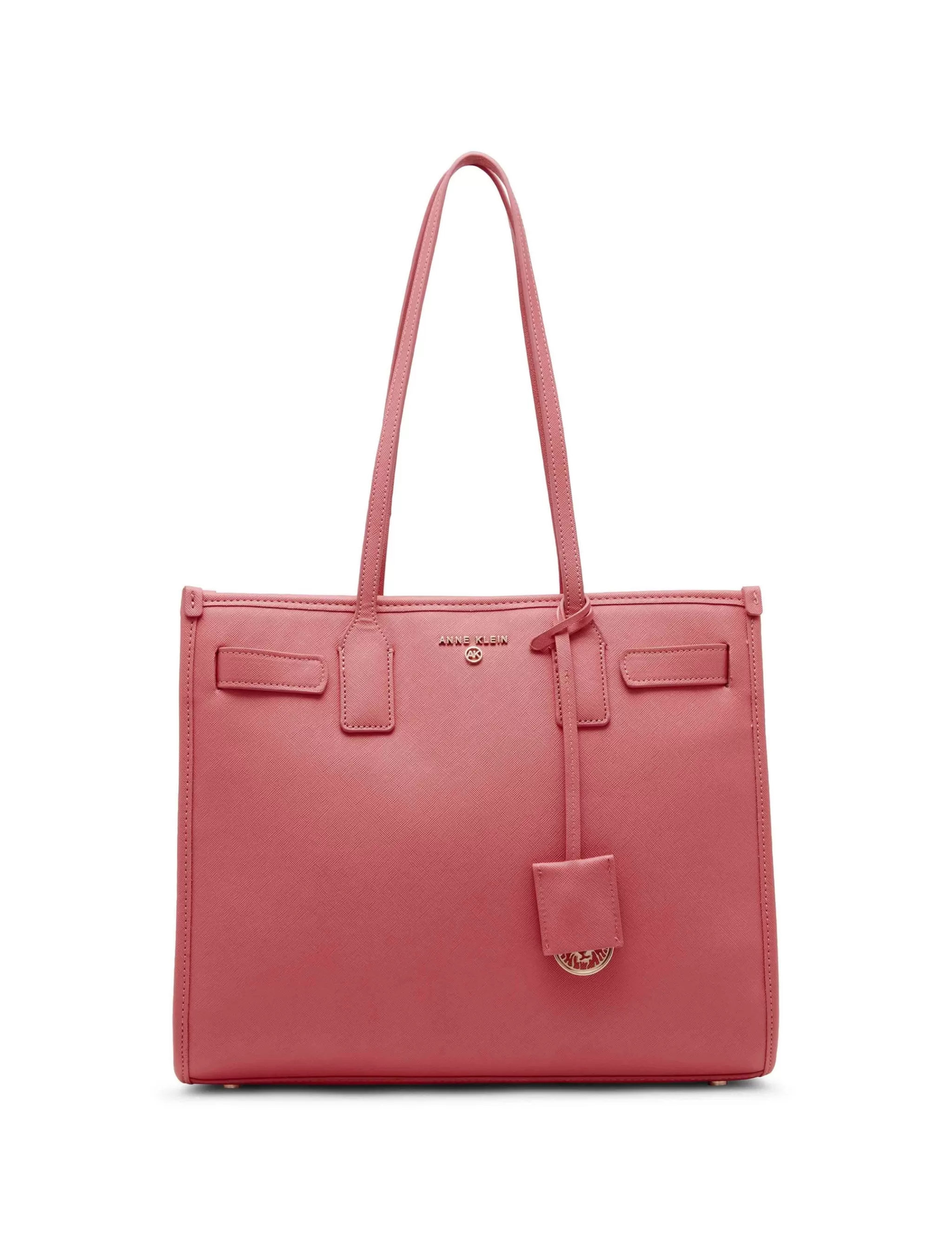New Anne Klein Large Structured Tote With Luggage Tag Ocean Coral