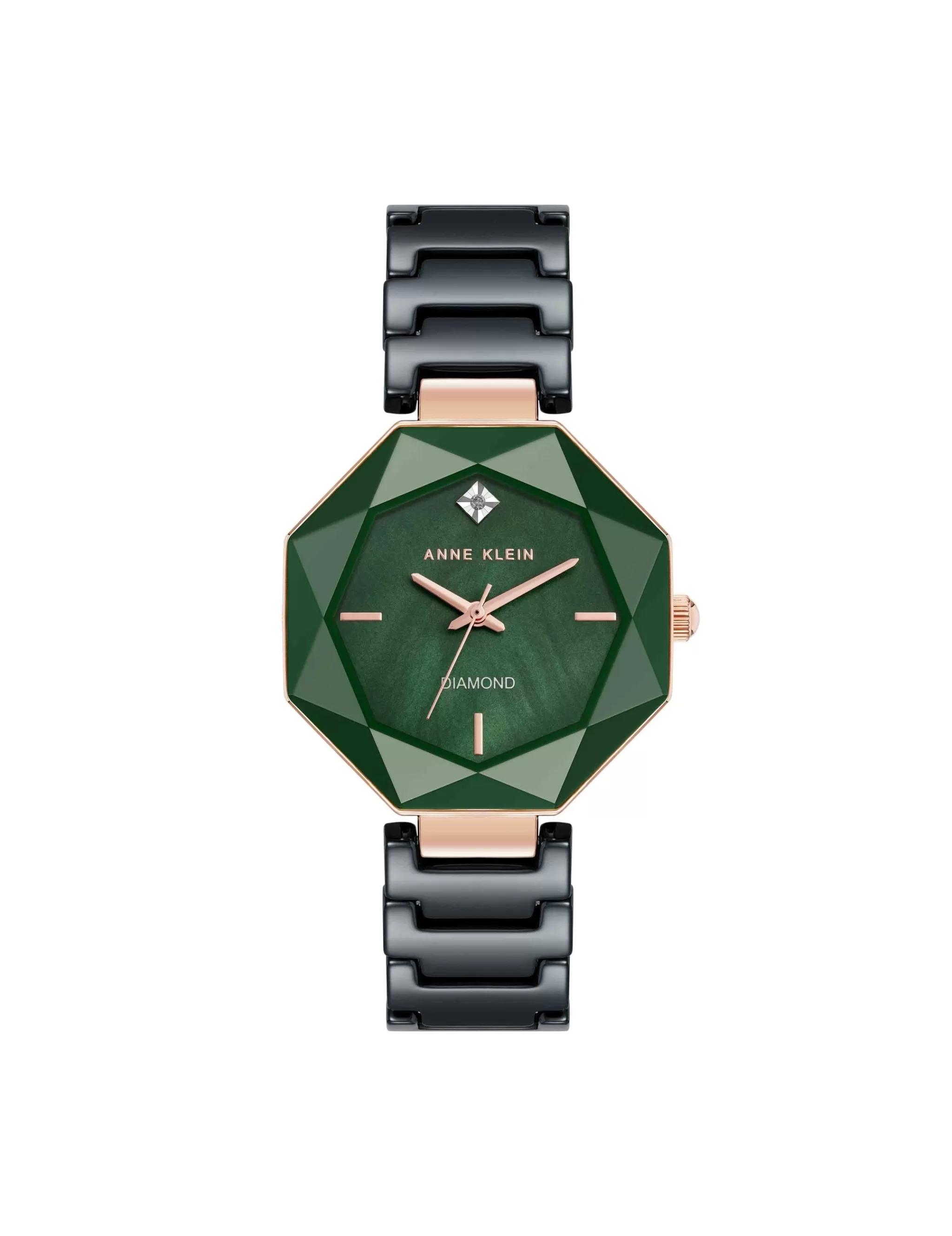 New Anne Klein Octagonal Ceramic Diamond Dial Bracelet Watch
