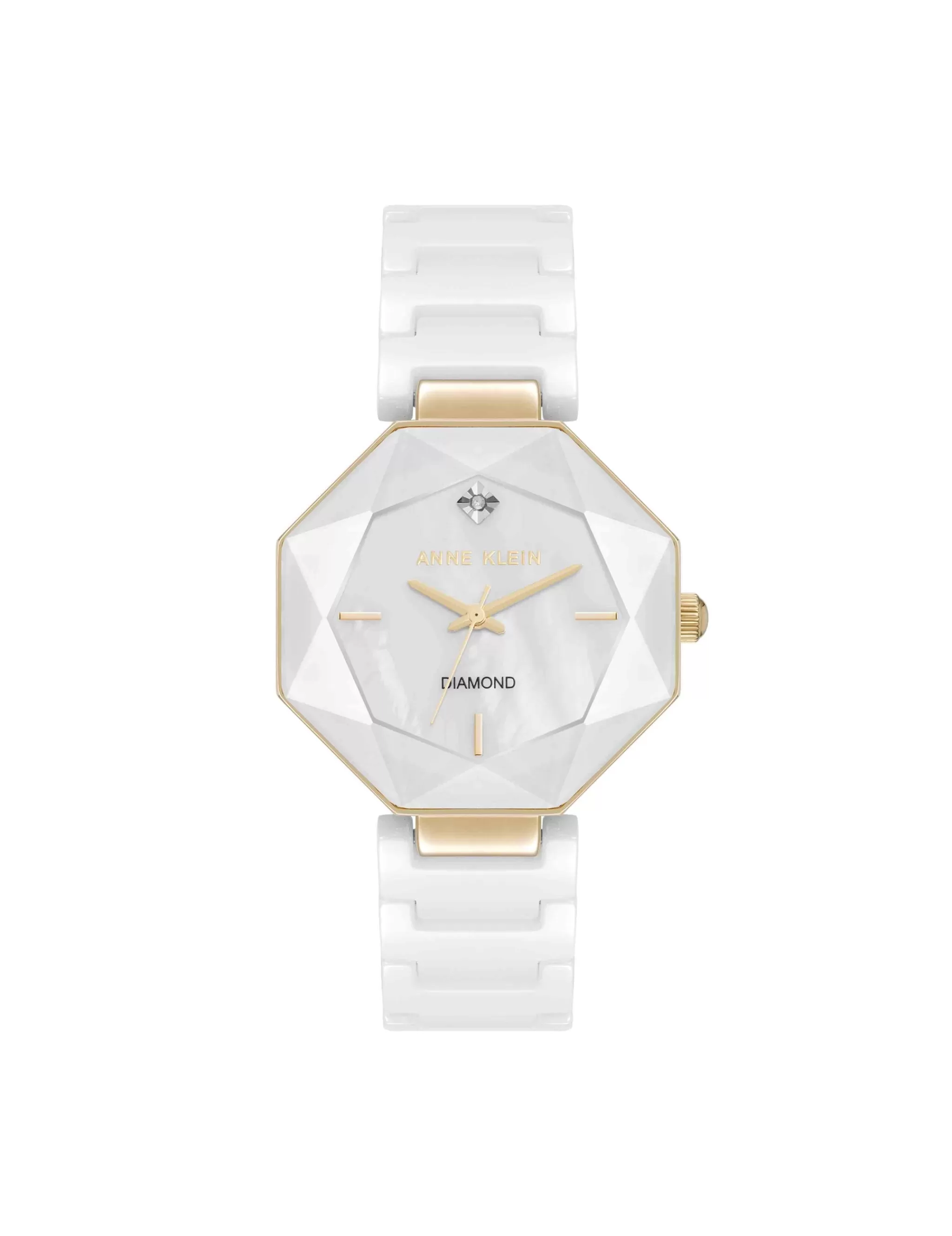 New Anne Klein Octagonal Ceramic Diamond Dial Bracelet Watch