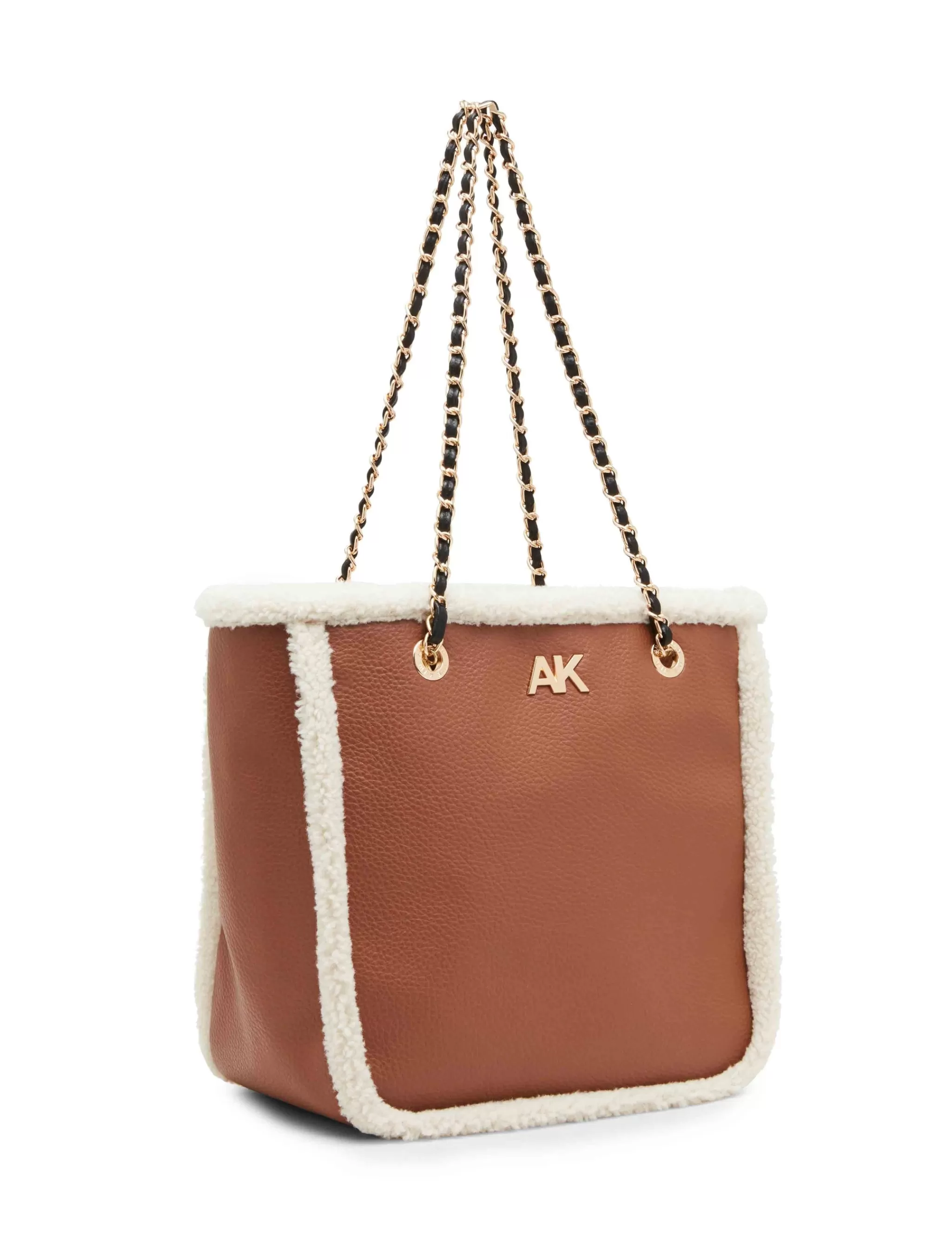 Clearance Anne Klein Sherpa Shopper Tote With Chain Detailing On Straps