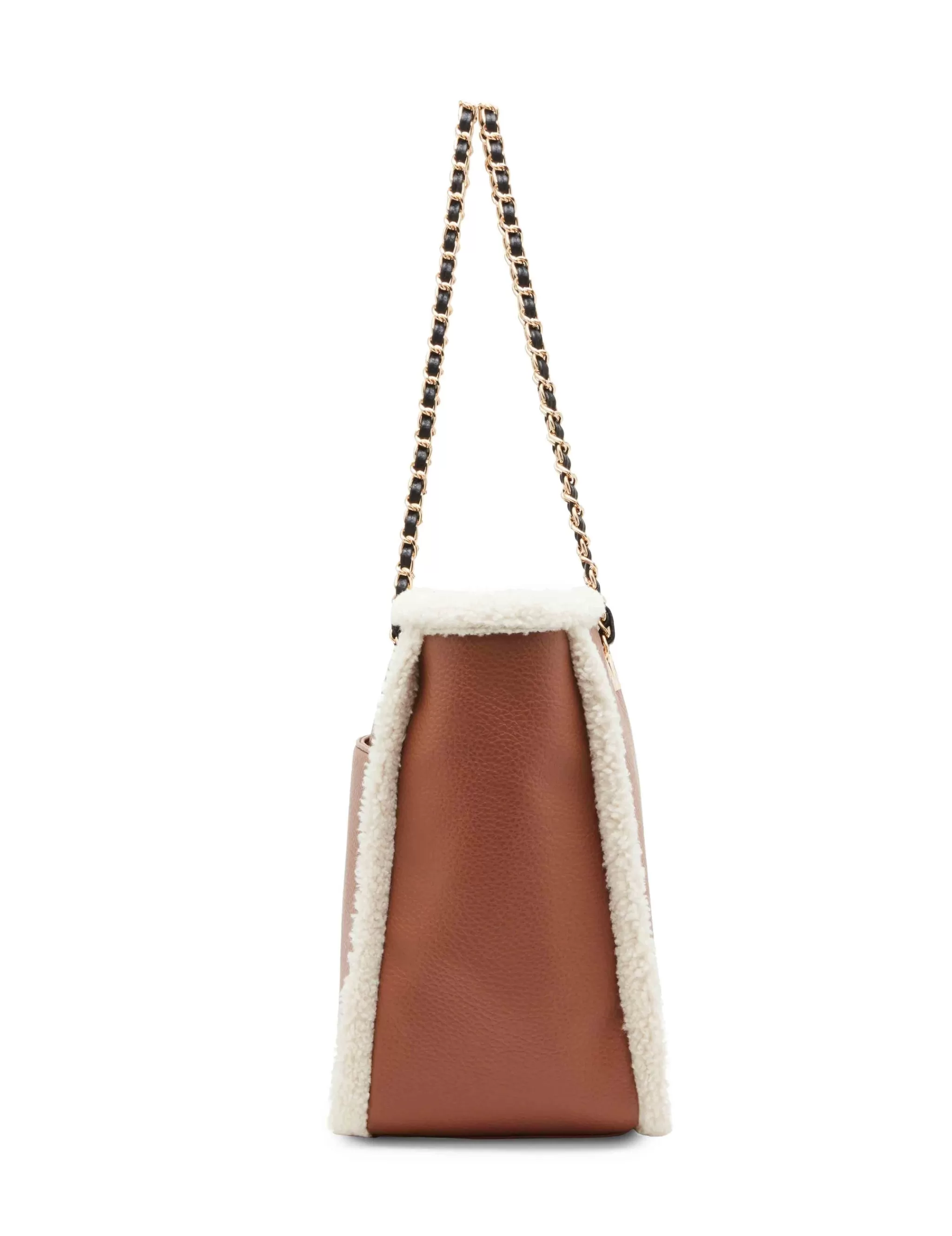 Clearance Anne Klein Sherpa Shopper Tote With Chain Detailing On Straps
